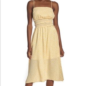 Smocked Waist Floral Print Midi Dress